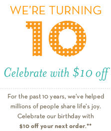 shutterfly 10 off