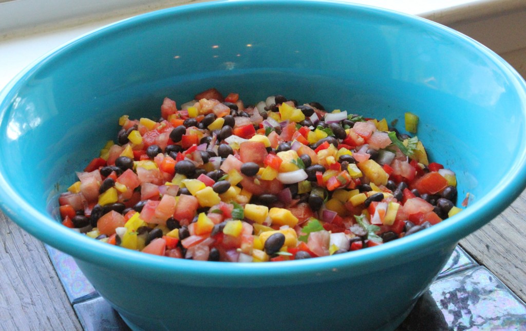 black bean and mango pico