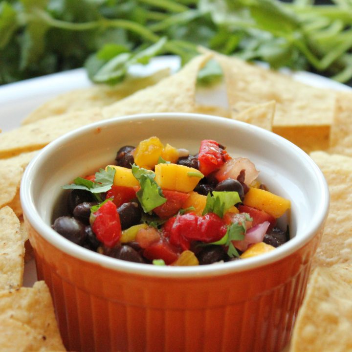 roasted black bean and mango pico