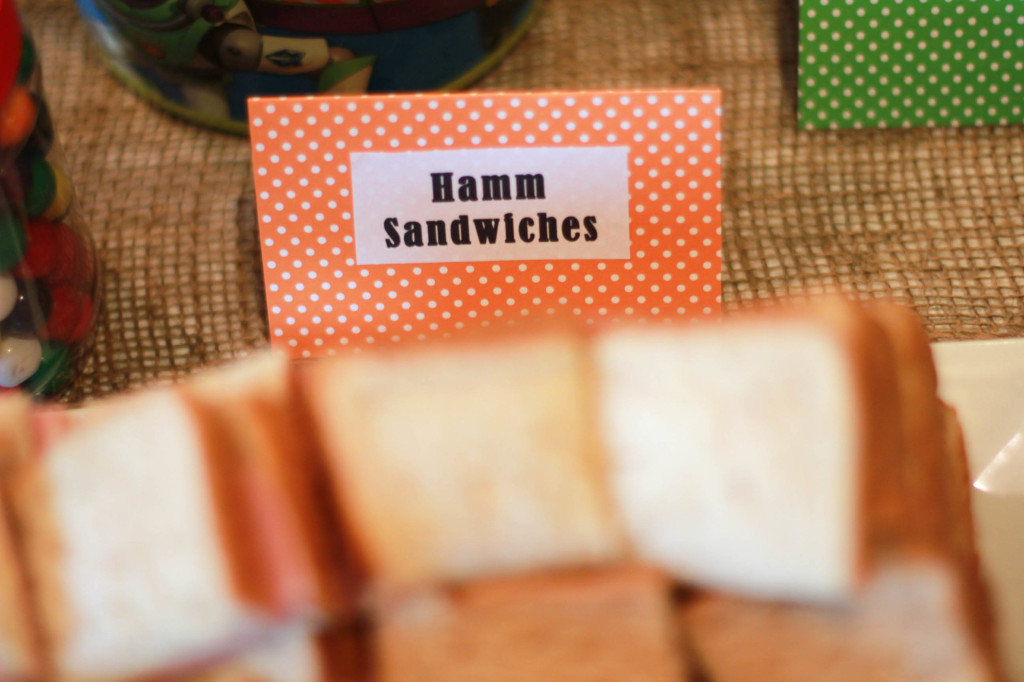 hamm sandwiches for toy story party