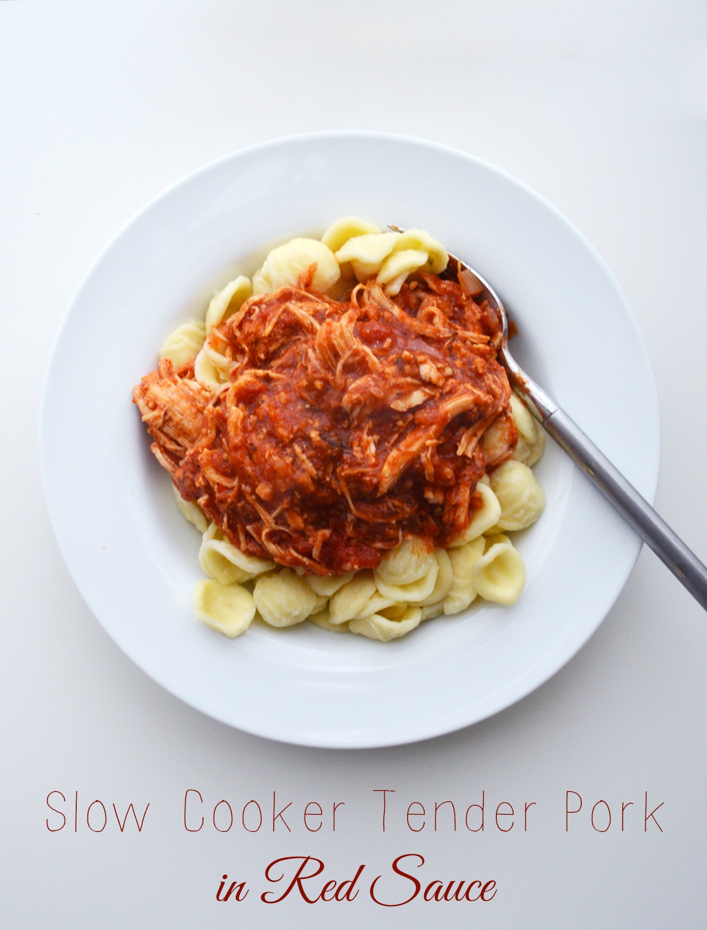 Slow cooker tender pork in red sauce