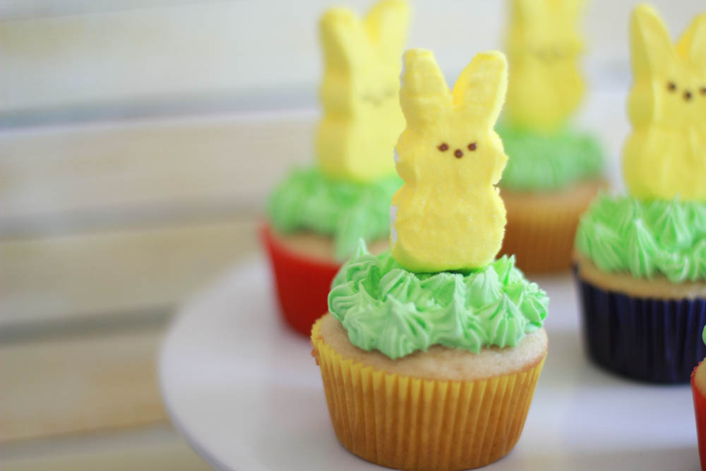 Easter cupcakes using Peeps marshmallow bunnies