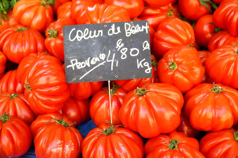 bright red tomatoes in fresh market in aix en provence france