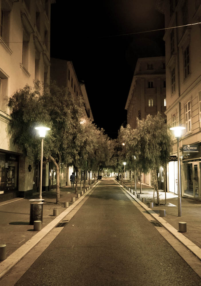 empty street in nice france at night