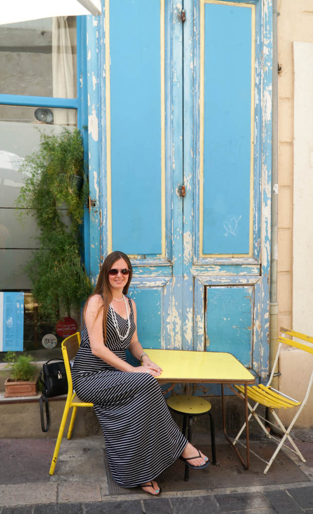 me in front of turquoise doors in marseille france