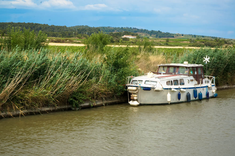 one boat on canal du midi in homps france