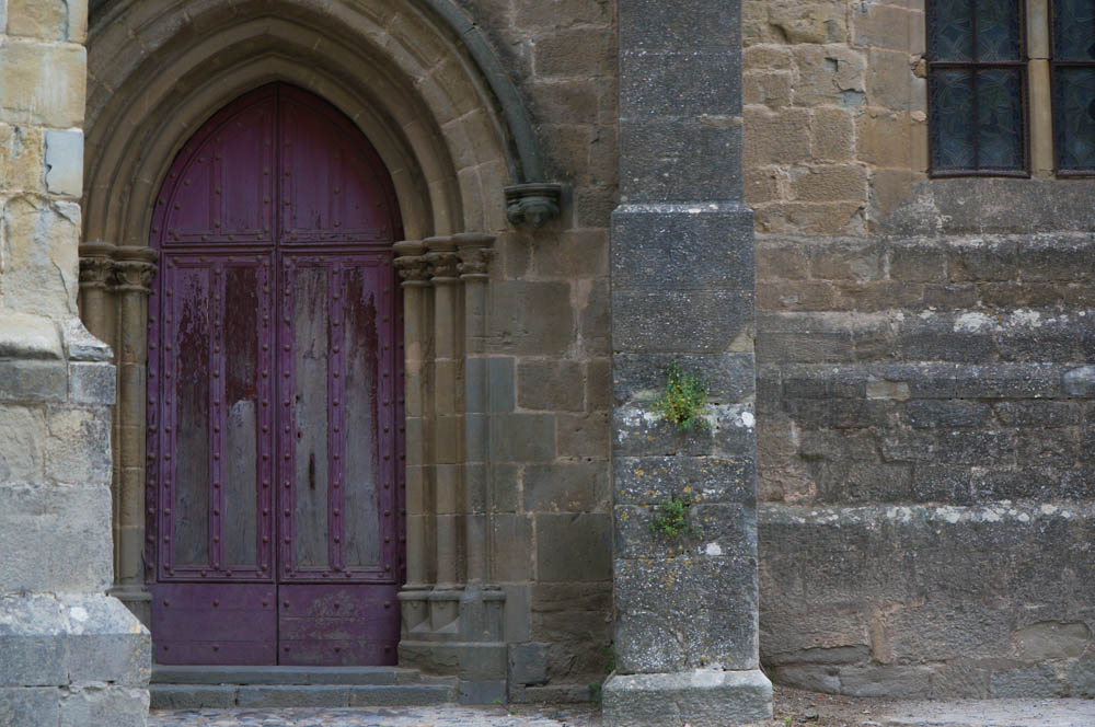 purple castle door in carcassonne france