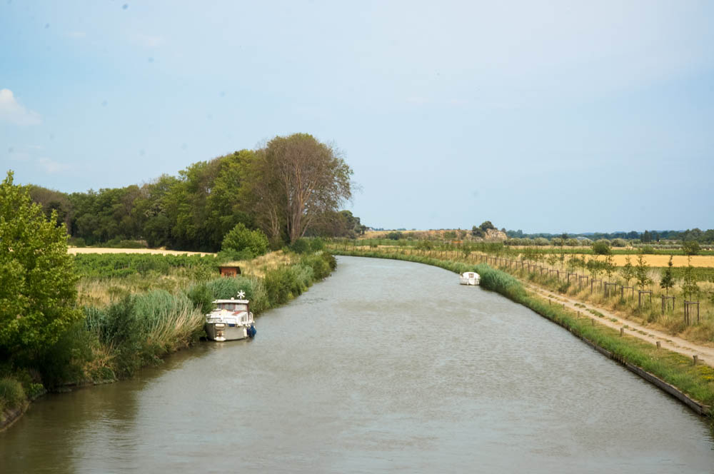 two boats on canal du midi in homps france
