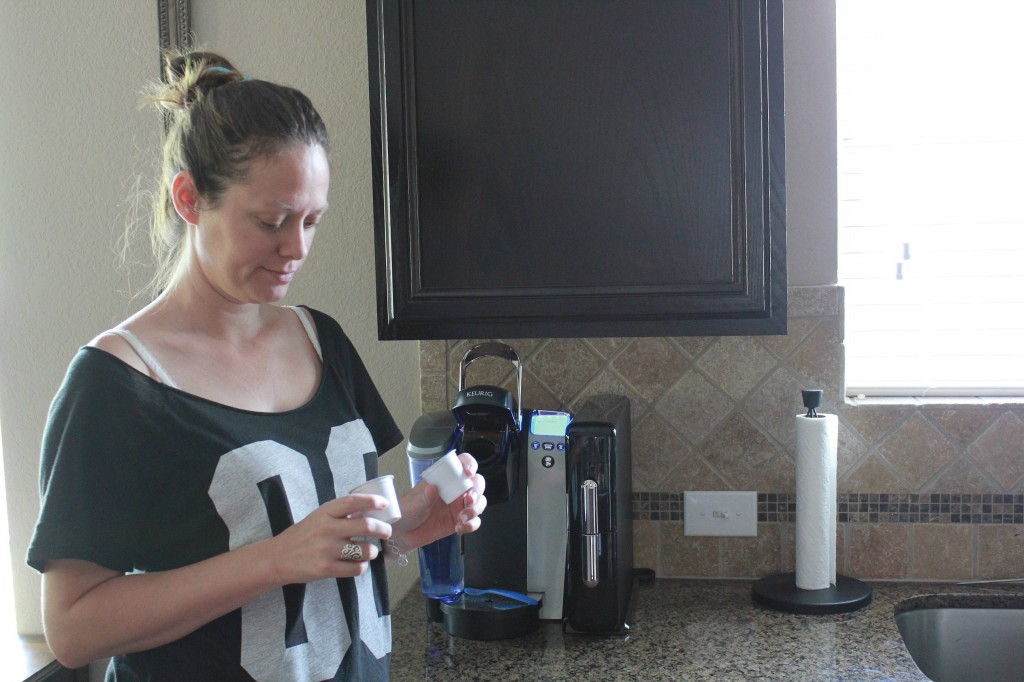 kids chaos caffeine making iced coffee in the morning