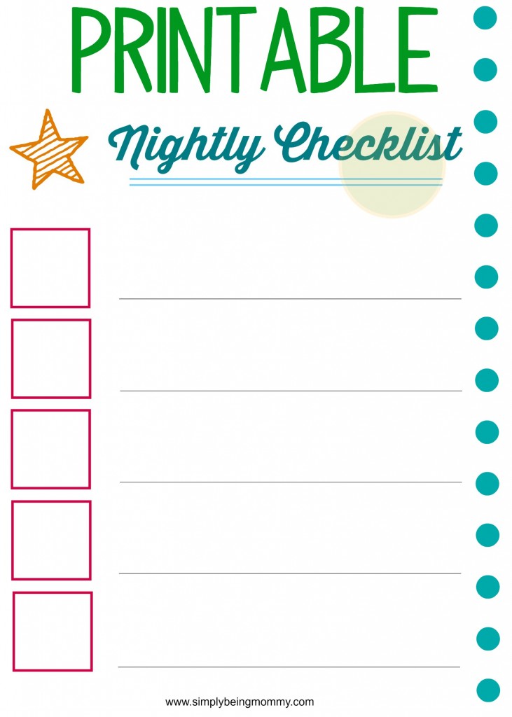 printable nightly checklist for children