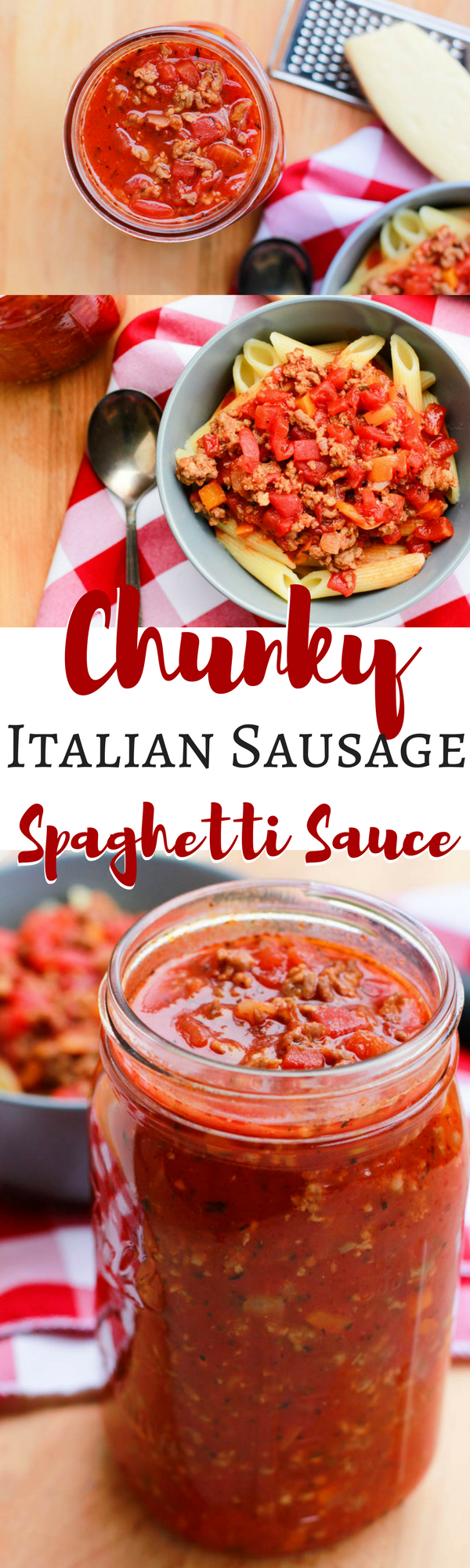 Surprise your family next spaghetti night with this delightfully delicious Chunky Italian Sausage Spaghetti Sauce.