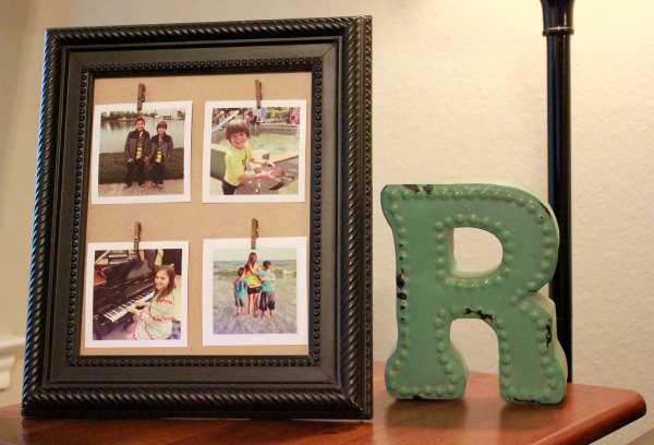 Repurpose an old thrift store picture frame and create a beautiful DIY Clothespin Picture Frame.