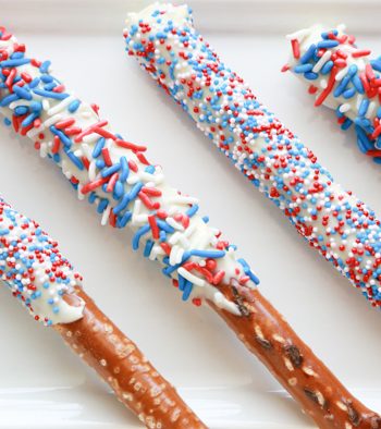 Celebrate the 4th of July with these fun and festive Patriotic Pretzels. With only three ingredients, they're the easiest treats you'll make.