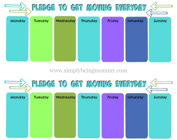 Join the pledge to get moving challenge. You can print a free Pledge to Get Moving Printable to help you stay on track and accomplish your health goals.