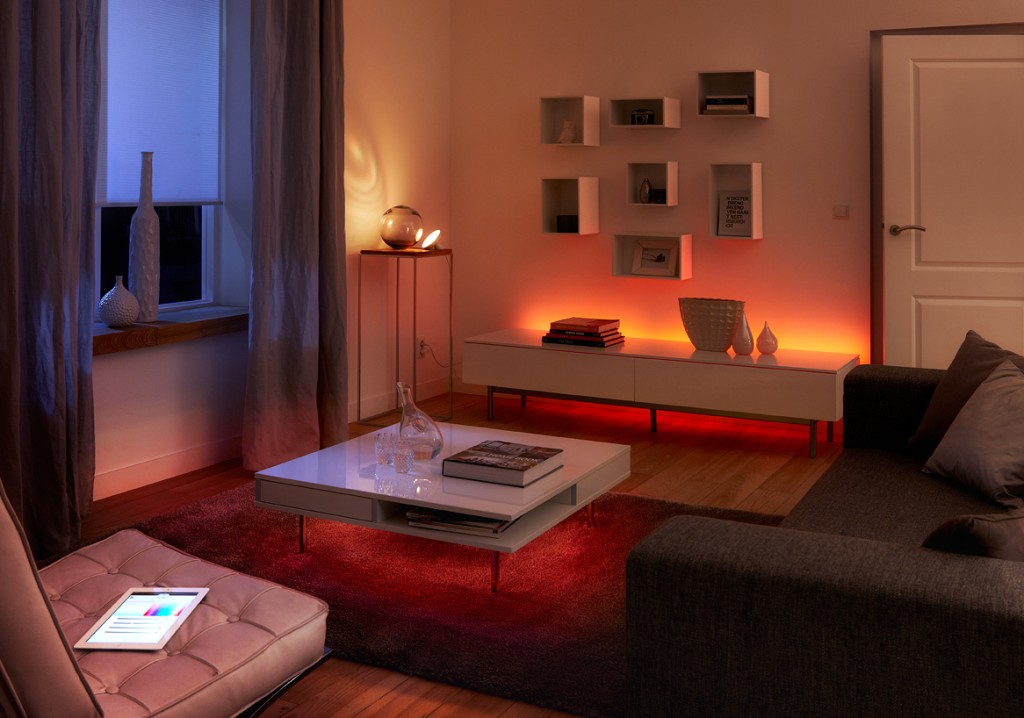 Experience a connected home using Philips Hue lighting. With the tap of your smartphone, you can change the lighting to match your mood.