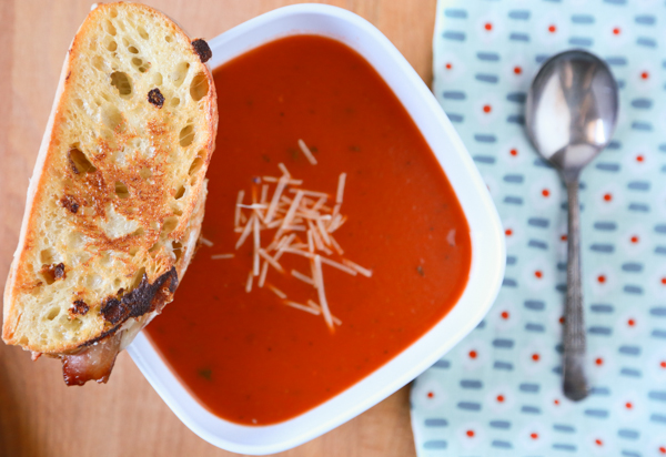 Every day is the perfect day for Rustic Bacon Grilled Cheese with a sweet tomato soup.