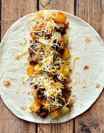 Get your morning off to a great start with Sausage, Cheese & Potato Breakfast Wraps.