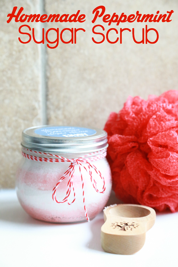 Make your own homemade peppermint sugar scrub quickly and easily! Gift or keep for yourself.