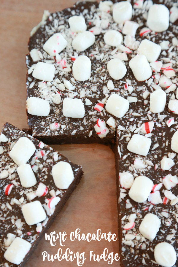 Get in the holiday spirit with this Mint Chocolate Pudding Fudge.