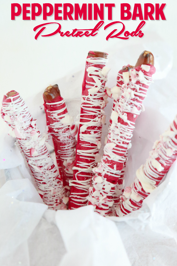 Love Peppermint Bark? Then you'll love these festive Peppermint Bark Pretzel Rods. Easy to make and perfect for giving, too!