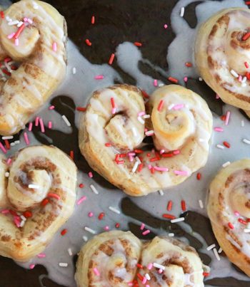 These Easy Heart Shaped Cinnamon Rolls are super cute, easy to make, and perfect for a Valentine's Day breakfast.