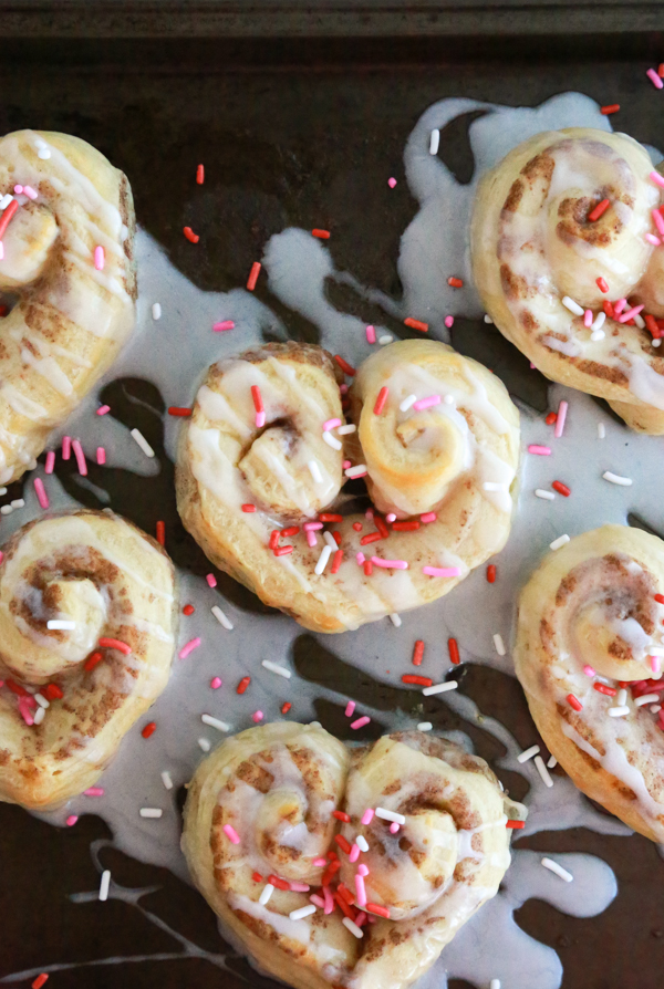 These Easy Heart Shaped Cinnamon Rolls are super cute, easy to make, and perfect for a Valentine's Day breakfast.
