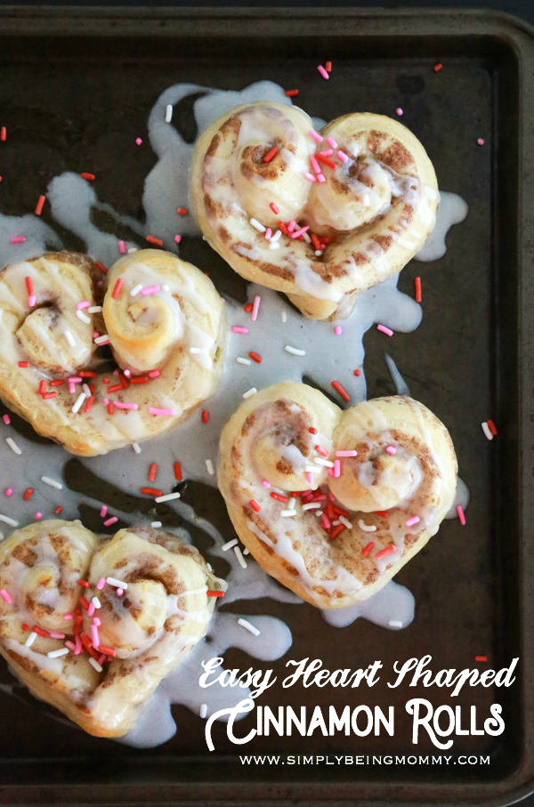 These Easy Heart Shaped Cinnamon Rolls are super cute, easy to make, and perfect for a Valentine's Day breakfast.