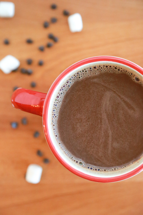 Made with the real deal, this Homemade Hot Chocolate with Chocolate Chips is the perfect, cold weather, snuggling on the couch kind of day!