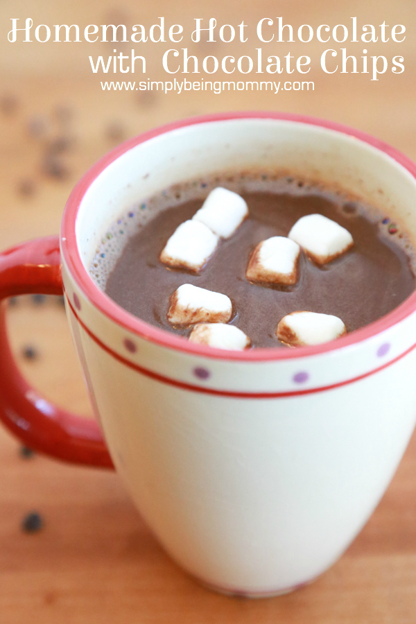 Made with the real deal, this Homemade Hot Chocolate with Chocolate Chips is the perfect, cold weather, snuggling on the couch kind of day!