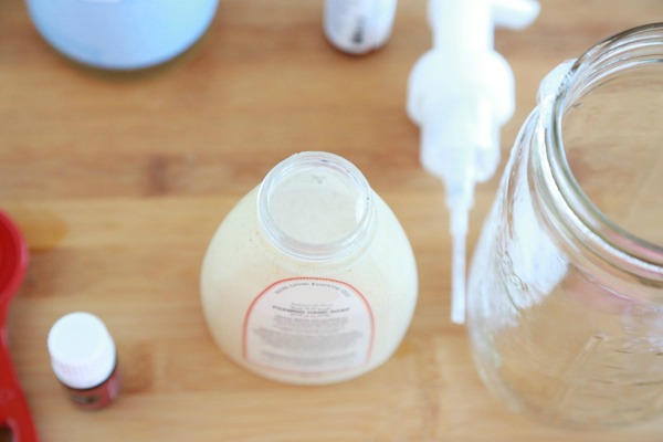 Step-by-step tutorial for how to make Thieves Foaming Hand Soap