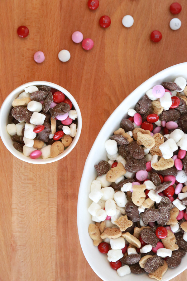 Make a non-messy smores mix with this easy to make Valentine's S'mores Mix. Minimal ingredients but so much to enjoy!