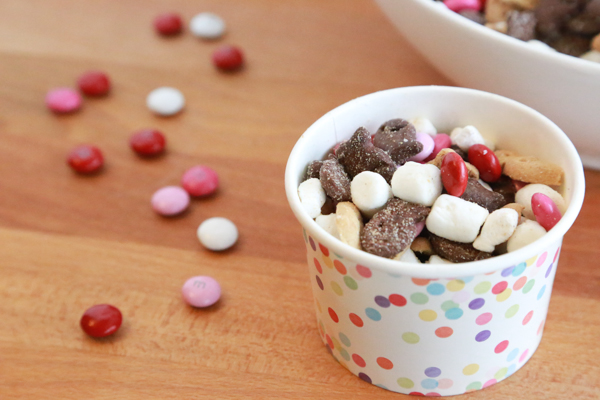 Make a non-messy smores mix with this easy to make Valentine's S'mores Mix. Minimal ingredients but so much to enjoy!