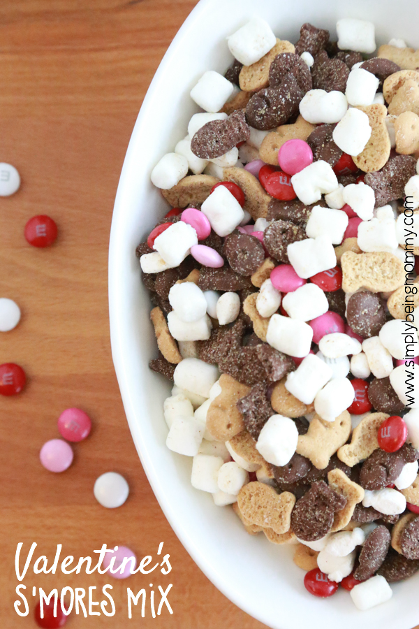 Make a non-messy smores mix with this easy to make Valentine's S'mores Mix. Minimal ingredients but so much to enjoy!
