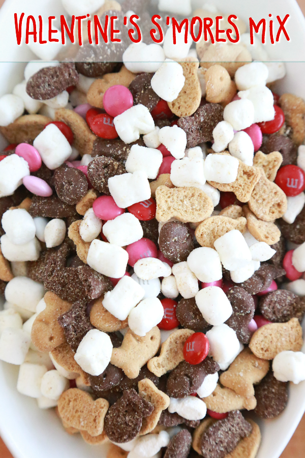 Make a non-messy smores mix with this easy to make Valentine's S'mores Mix. Minimal ingredients but so much to enjoy!