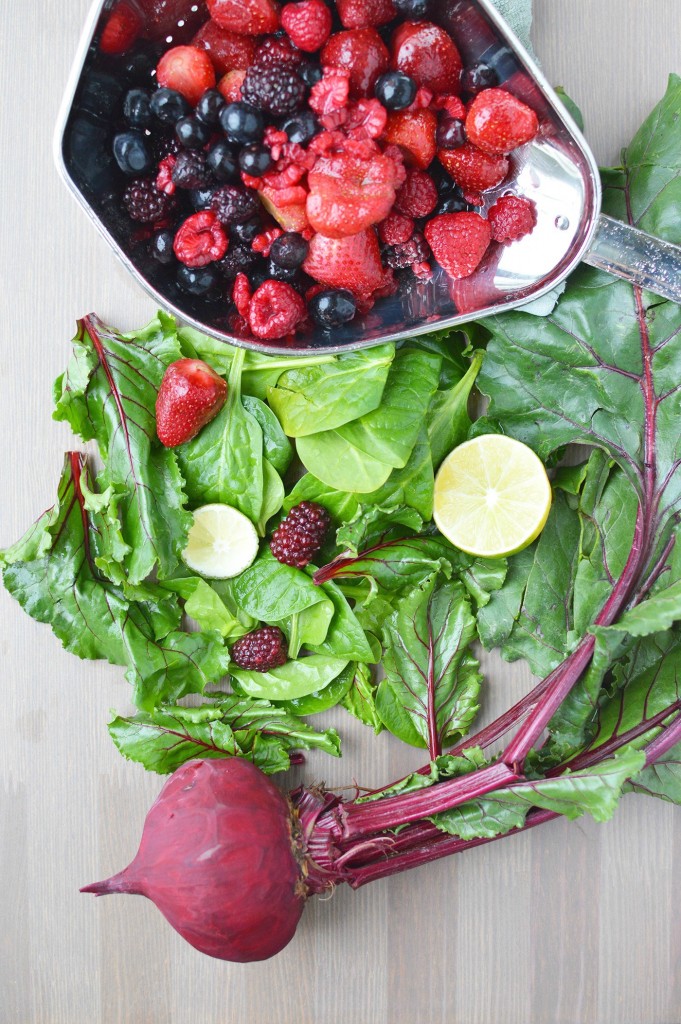 When you are running short on time in the mornings, throw these vibrant and colorful ingredients into your blender for a delicious Beet Green Berry Smoothie.