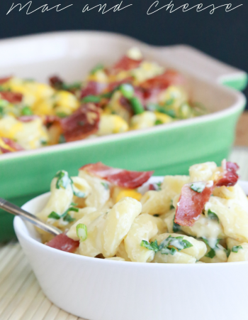 Bacon and Spinach Mac and Cheese. It's as delicious as it sounds. A filling mac and cheese recipe featuring fresh, chopped spinach and crispy bacon.