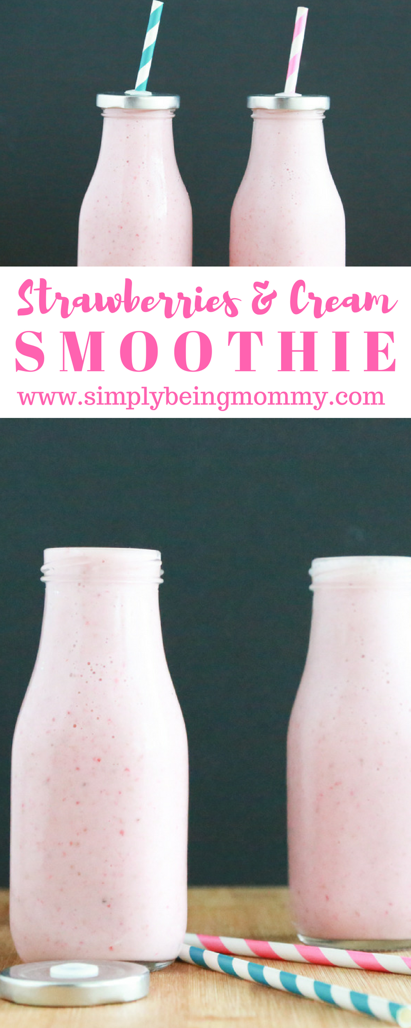 If you love strawberries, you'll love this super easy Strawberries and Cream Smoothie recipe!