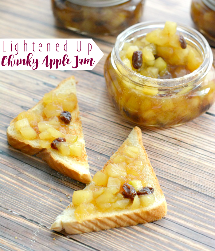 Apple picking in your future? This lightened Up Chunky Apple Jam recipe is a great way to use the season's harvest.