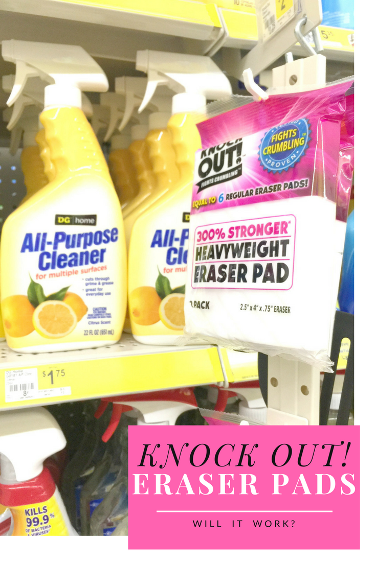 With three kids and two dogs in our home, we have lots of messes to clean up. I'm trying out the Dollar General Knock Out! eraser pads to see if they can do the trick!
