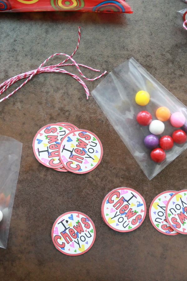 I Chews You cut out printables with a bag of gum balls