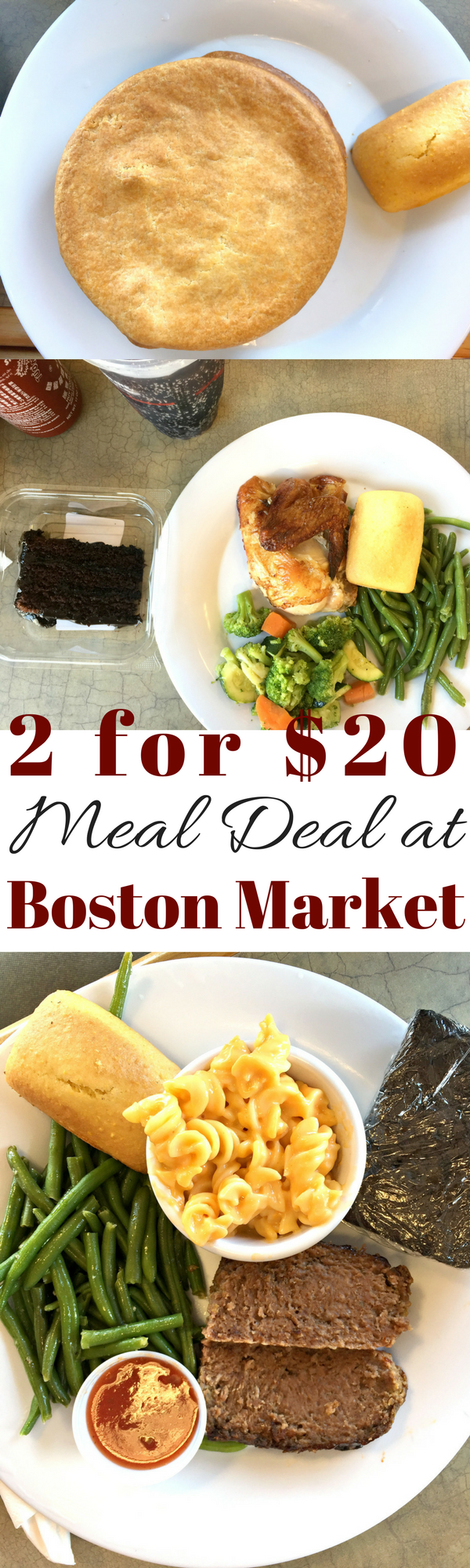 Take advantage of the 2 for $20 meal deal at Boston Market and get a night off from cooking and cleaning mom!