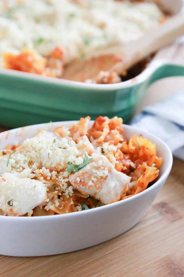 Throw this Skinny Chicken Parmesan Pasta Bake together and let the oven to most of the work for you.