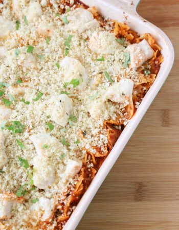 Throw this Skinny Chicken Parmesan Pasta Bake together and let the oven to most of the work for you.