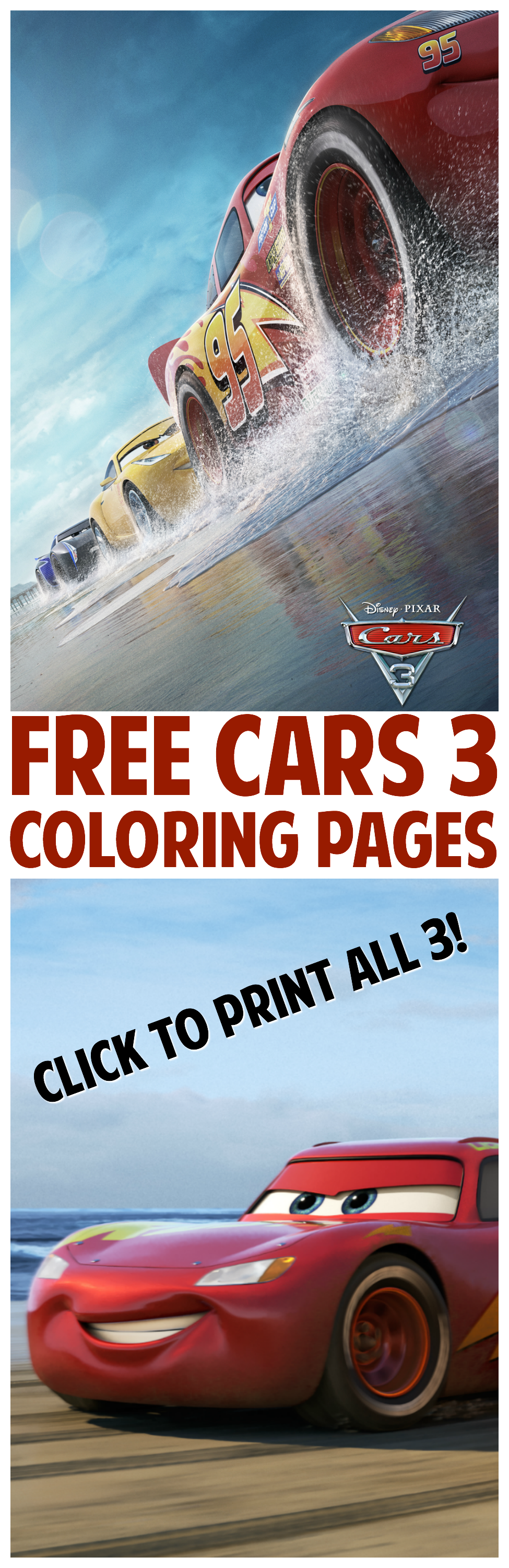 Are your kids excited for Cars 3? Get these free Cars 3 coloring pages now! Print as many as you want.