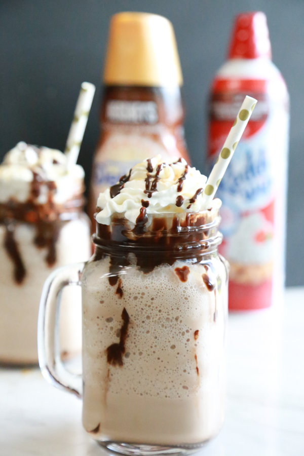 Skip the expensive coffeehouse favorites when you can make your own at home. This chocolate Caramel Frappe recipe makes a delicious, cold drink perfect for a hot summer day.