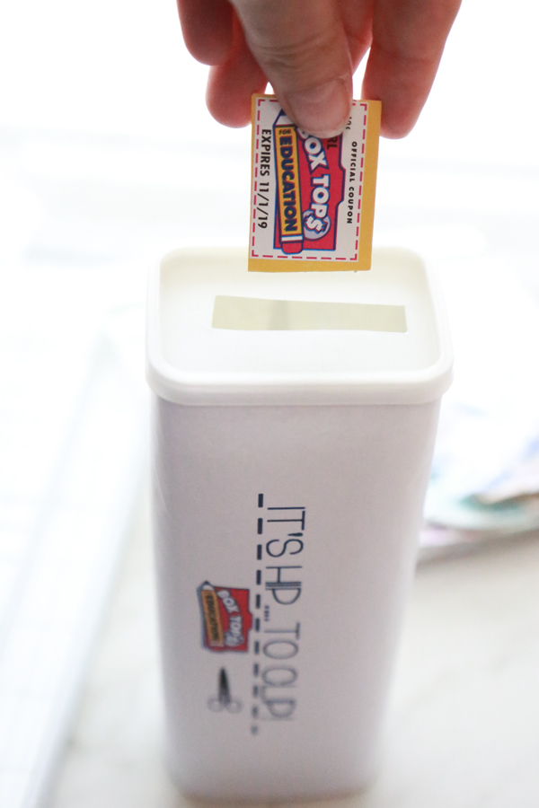 Using things I had laying around the house, I crafted this Easy Box Tops Collection Box to store all clipped Box Tops. Learn how to make your own.