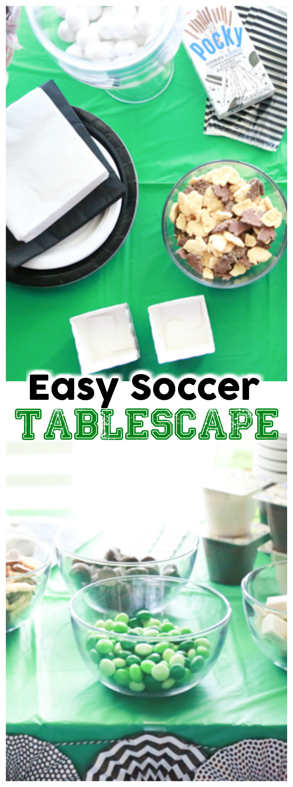 Hosting a soccer party? Find out how to create an Easy Soccer Tablescape that is affordable and classy!