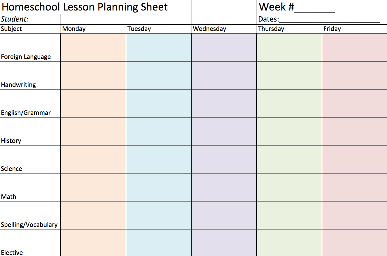 Free Homeschool Lesson Planning Sheet Simply Being Mommy