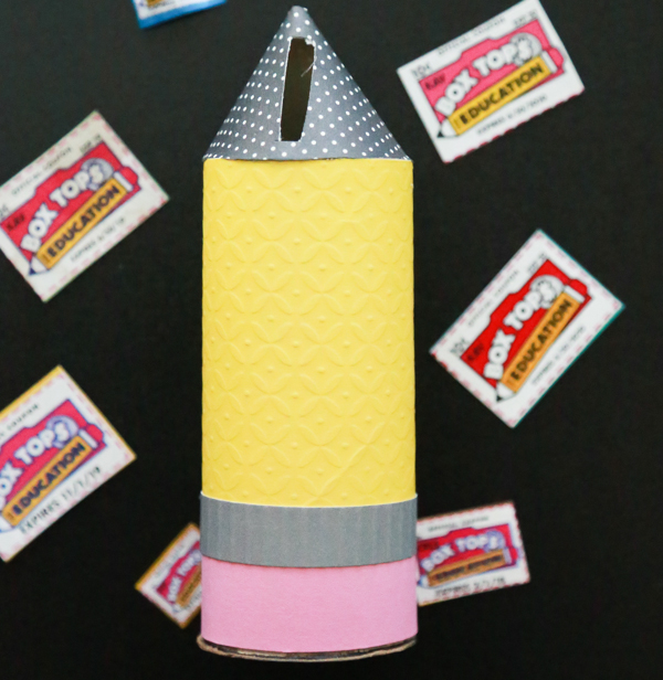 Hold all those Box Tops in this Pencil Shaped Box Tops Collector. Make it with items you already have laying around your house!