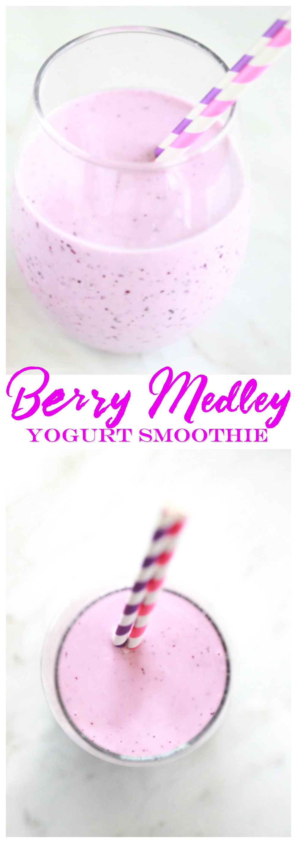 Start your day off right with a delicious and easy Berry Medley Yogurt Smoothie.